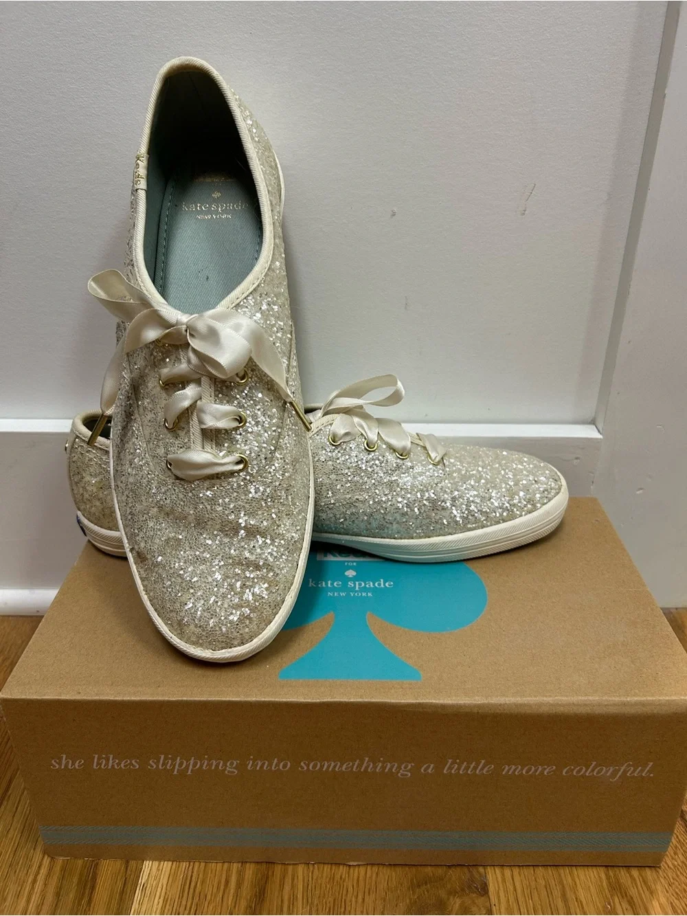 Keds for Kate Spade Glitter Cream 9.5